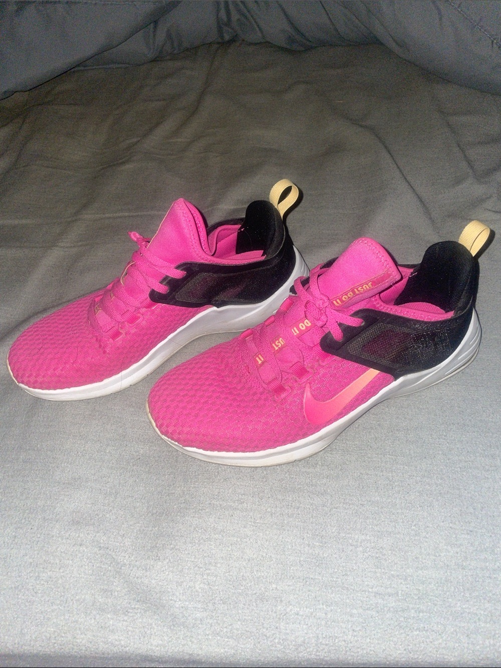 Nike Women's Bright Pink Mesh Training Sneakers with Black Accents